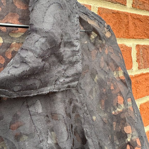 Multiples Sheer Burnout Jacket Medium Black Asymmetrical Hemline Lagenlook - Picture 3 of 11